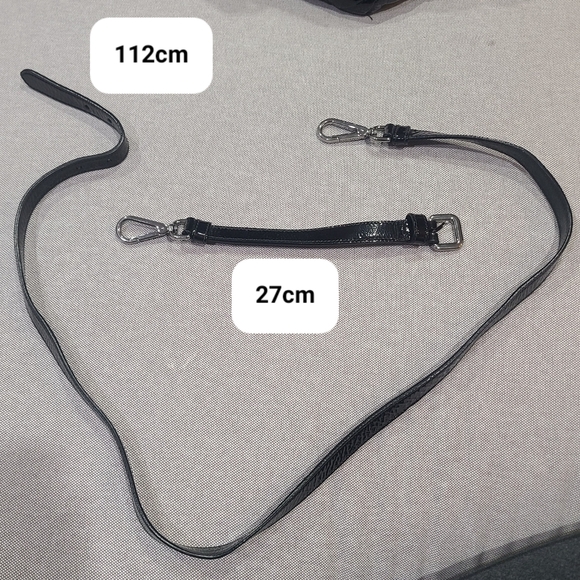 PRADA Vernis Chevron Dome Satchel in Nero Bowler Handbag W/ Shoulder Strap MINT - Picture 16 of 16